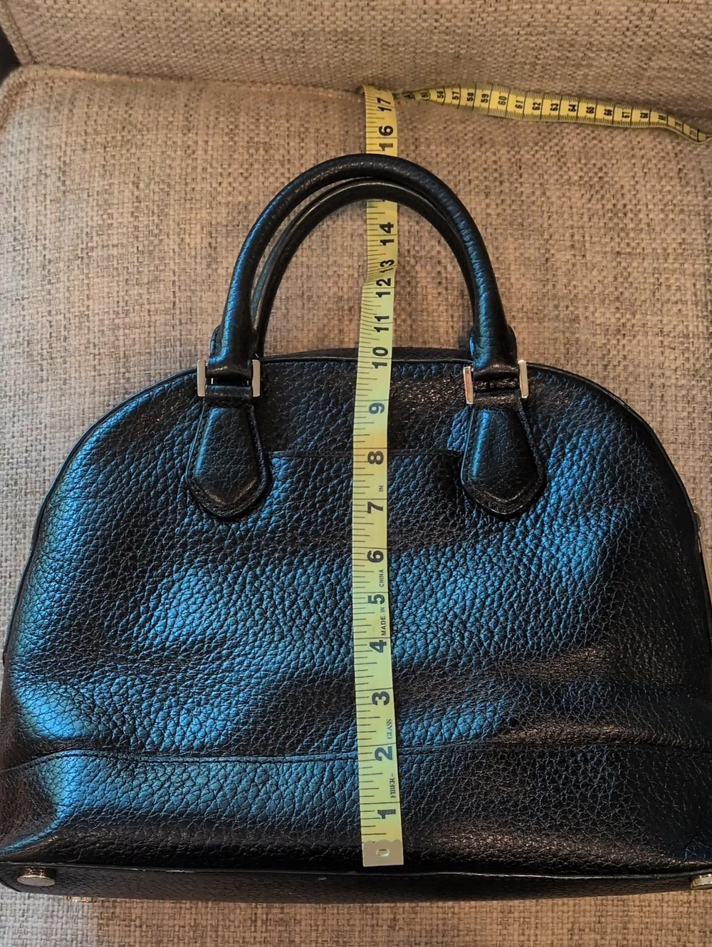 Michael Kors Smthe Dome Black Leather Satchel